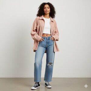 Levi’s Corduroy Shirt Jacket in Soft Blush | Size 3X | Oversized Fit